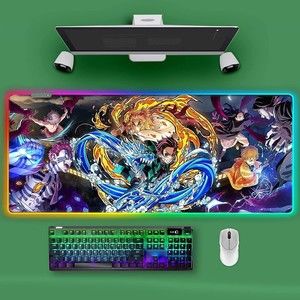 RGB Mouse Pad for Demon Slayer - Anime Tanjirou Large Mouse Pad for Computer wit